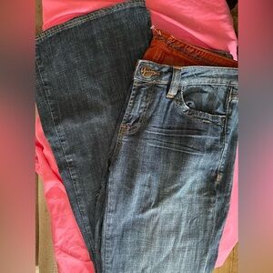 Yank Denim Jeans with Orange Waistband sz 30x33 VintageY2K Embroidered